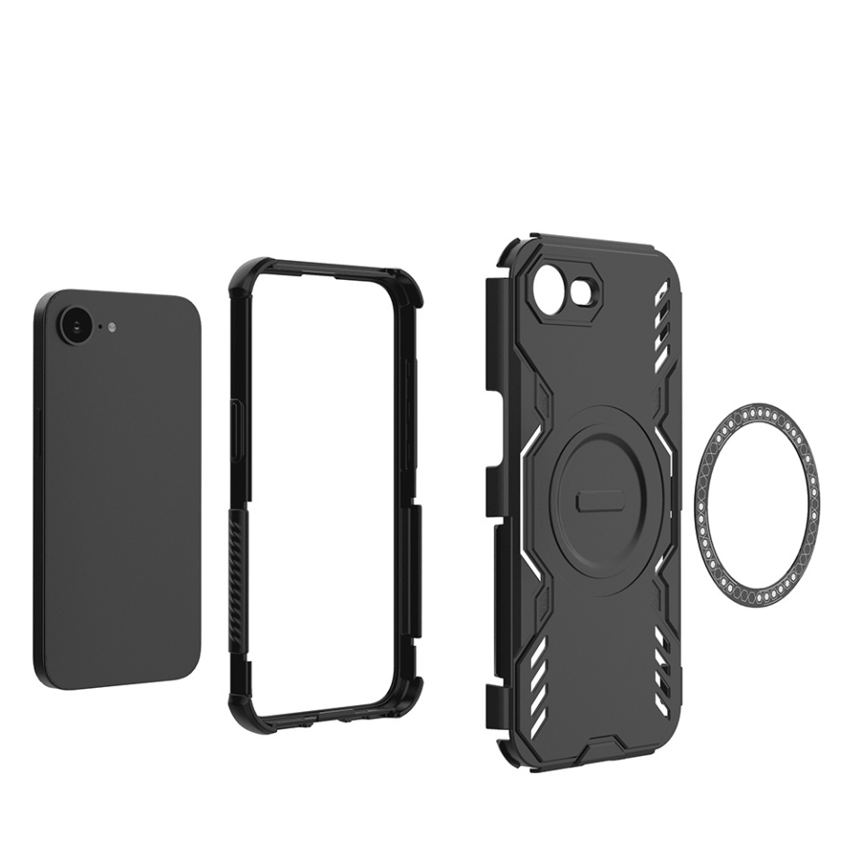 Husa pentru iPhone 16e, SKYDDAR INOVATION, ArmorMag, Magsafe, set cu sticker, Albastru - 5
