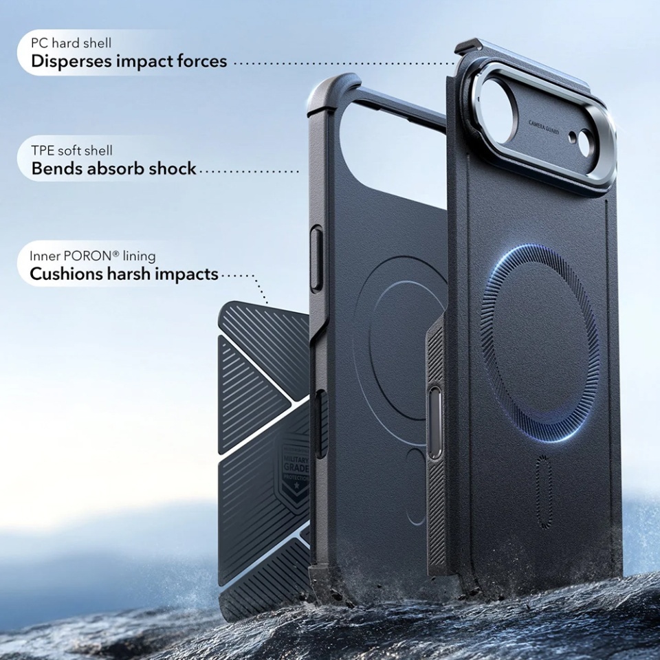 Husa pentru iPhone 17 Air, ESR Cyber Armor Kickstand, Negru - 1 | YEO