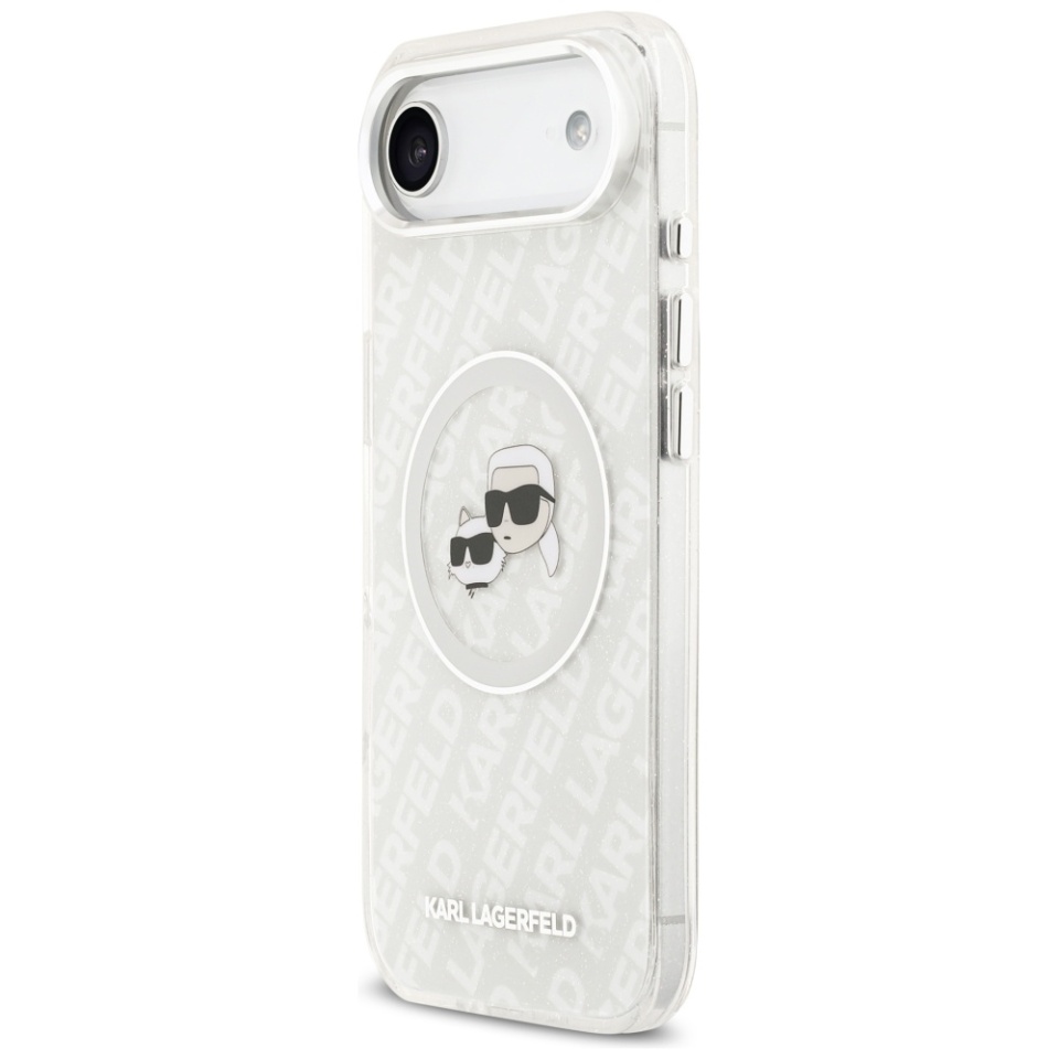 Husa pentru iPhone 17 Air, IML Glitter K&C Heads Logo MagSafe, Clear Mono Karl&Choupette - 3 | YEO