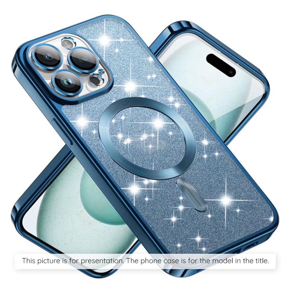 Husa pentru iPhone 17 Air, SKYDDAR INNOVATION, Luxury Glitter Magsafe, Antisoc, Fundal Detasabil 2-in-1, Margini Ridicate, set cu sticker, Bleu