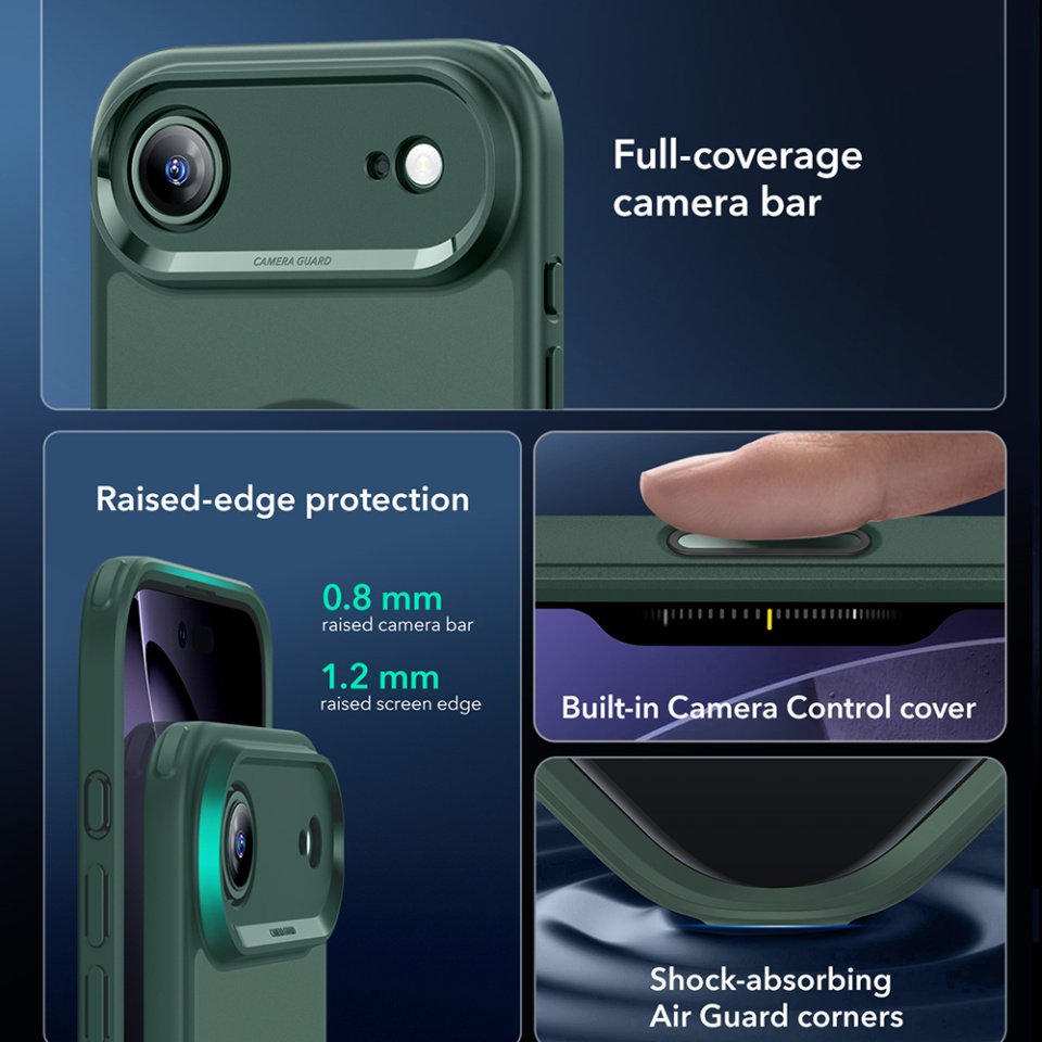 Husa pentru iPhone 17 Air, slim, ESR Classic Hybrid HaloLock, Verde - 1 | YEO