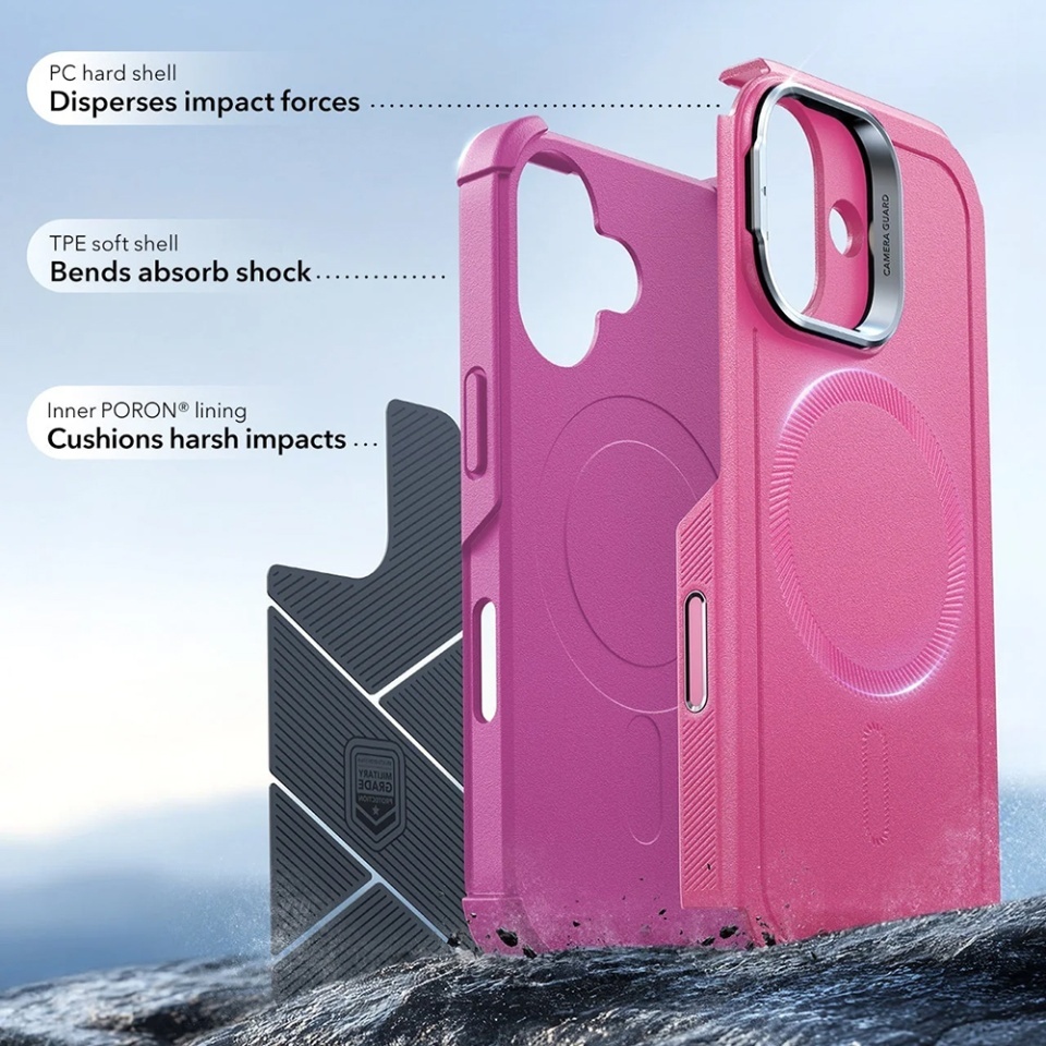 Husa pentru iPhone 17, ESR Cyber Armor Kickstand, Roz - 3 | YEO