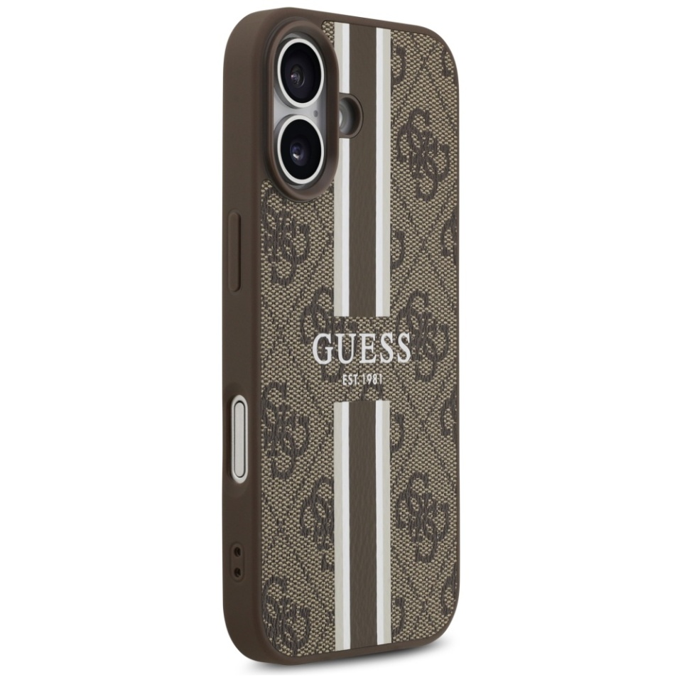 Husa pentru iPhone 17, Guess Printed Stripes MagSafe, Maro - 2 | YEO