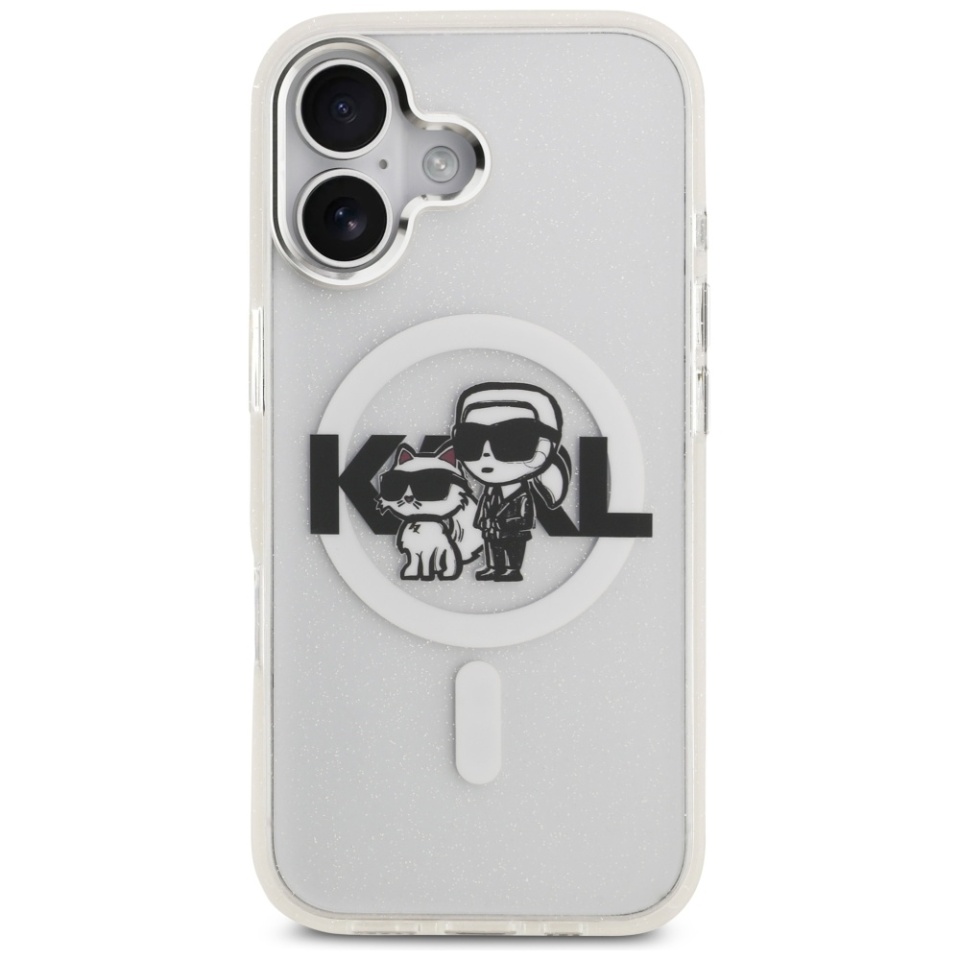 Husa pentru iPhone 17, IML Glitter K&C Heads Logo MagSafe, Clear Mono Karl&Choupette - 1 | YEO