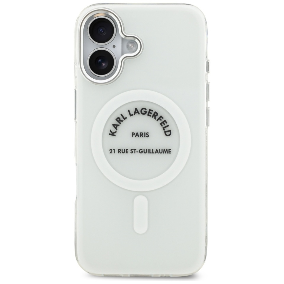 Husa pentru iPhone 17, IML Glitter K&C Heads Logo MagSafe, Clear Mono Karl&Choupette - 1 | YEO