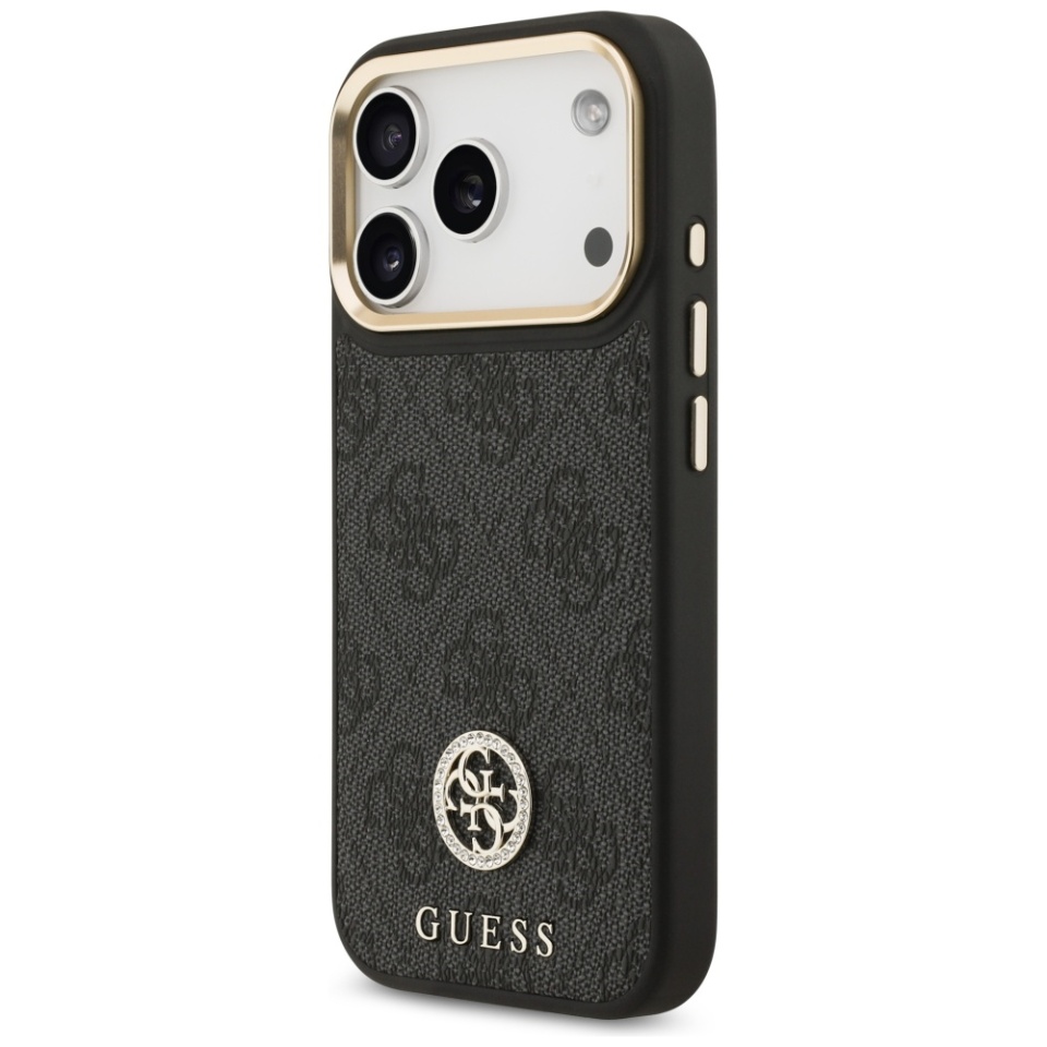 Husa pentru iPhone 17 Pro, 4G Strass Logo with Big Strap Metal Button MagSafe, Protectie Slim, Negru - 3 | YEO