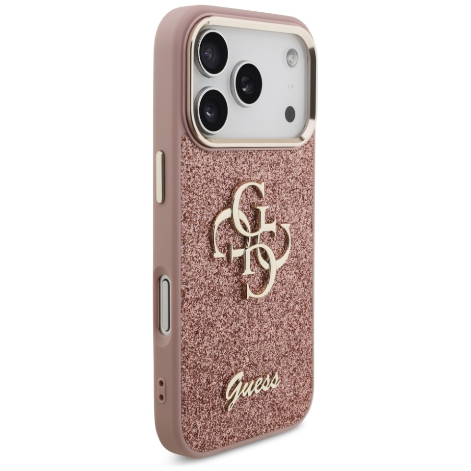 Husa pentru iPhone 17 Pro, Glitter Fixed Big 4G, Protectie Slim, Guess, Roz - 2 | YEO