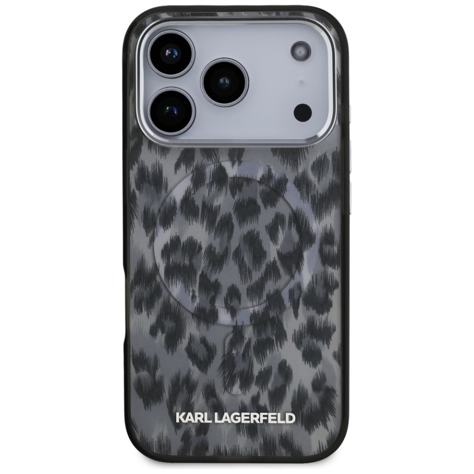 Husa pentru iPhone 17 Pro, IML Glitter K&C Heads Logo MagSafe, Clear Mono Karl&Choupette - 1 | YEO