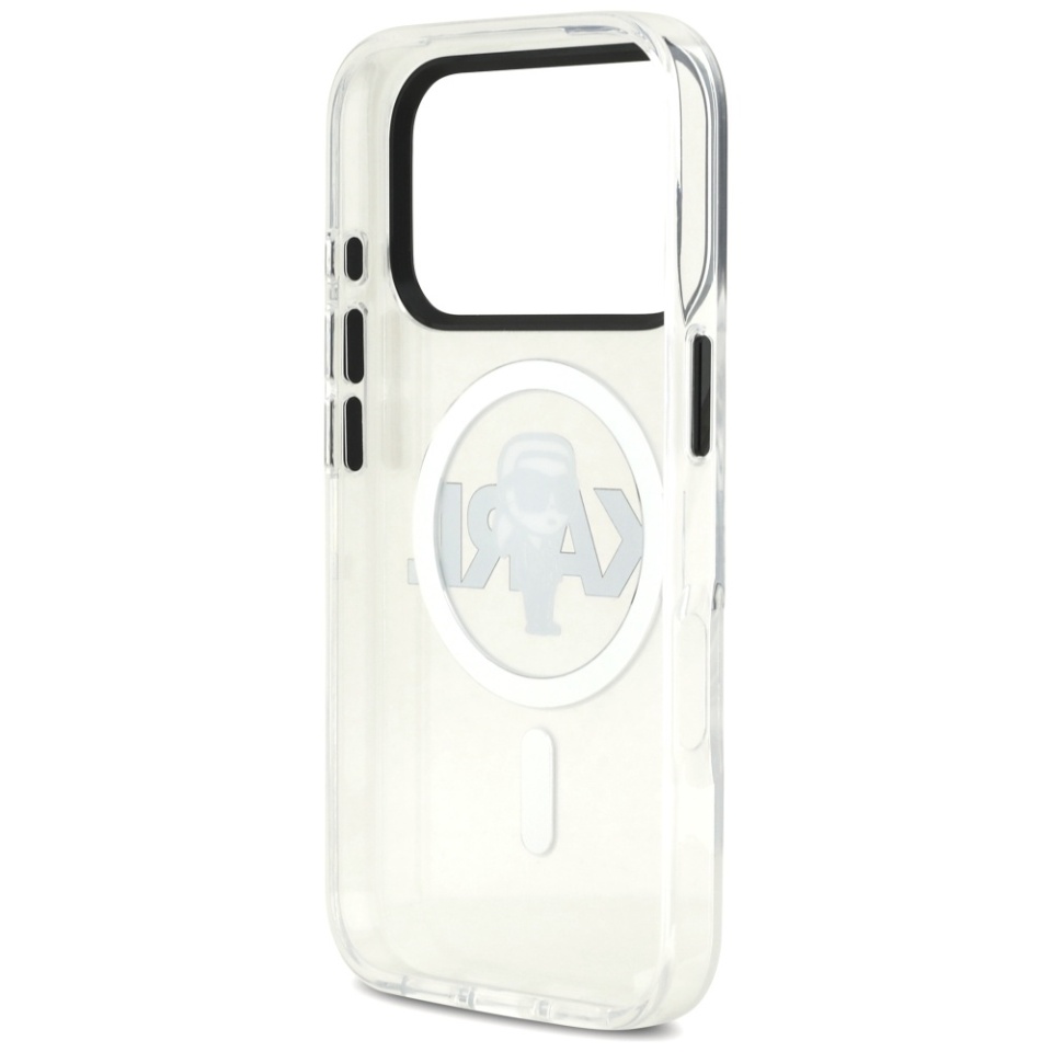 Husa pentru iPhone 17 Pro, IML Glitter K&C Heads Logo MagSafe, Clear Mono Karl&Choupette - 2 | YEO