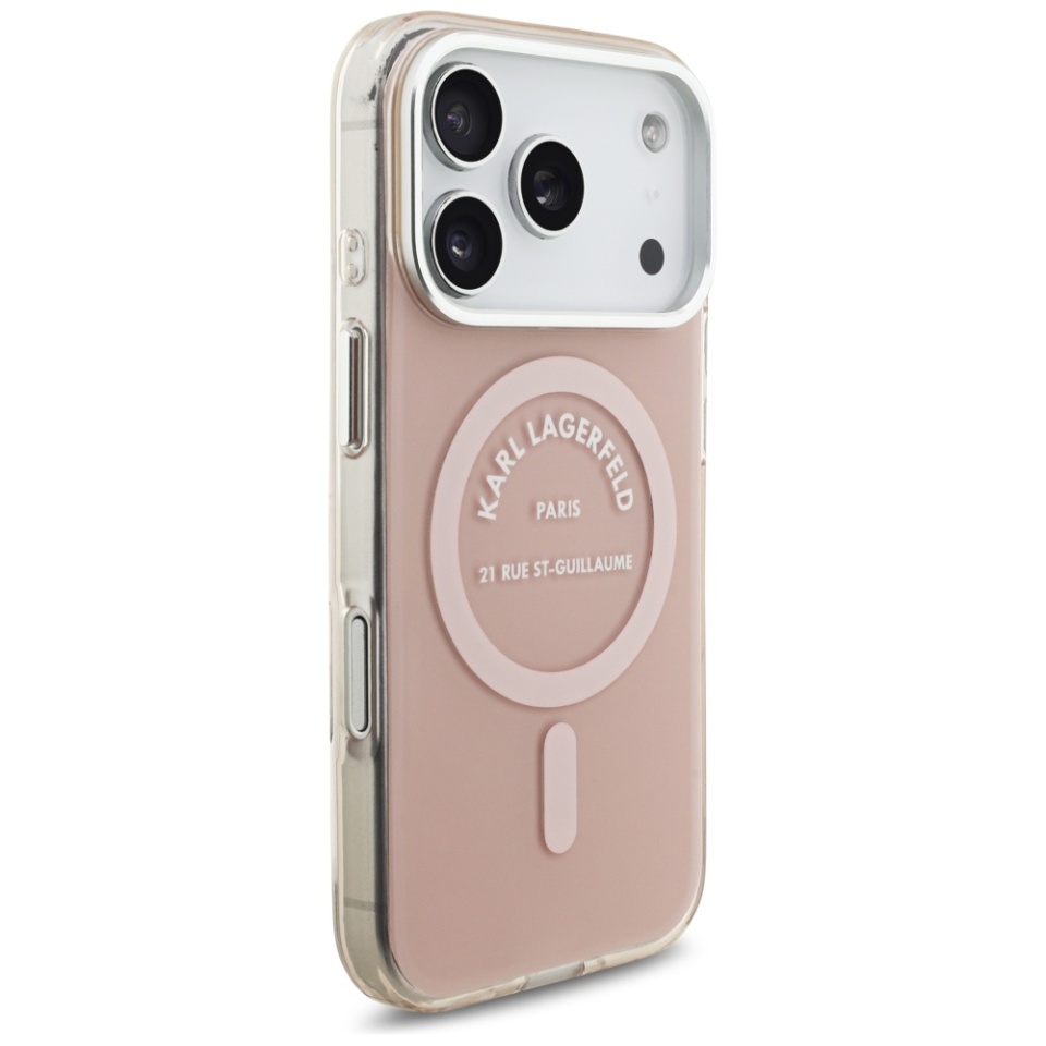 Husa pentru iPhone 17 Pro, IML Glitter K&C Heads Logo MagSafe, Clear Mono Karl&Choupette - 2 | YEO