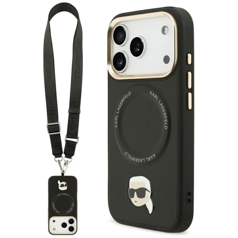 Husa pentru iPhone 17 Pro, Karl Lagerfeld, Hardcase MagSafe, Negru