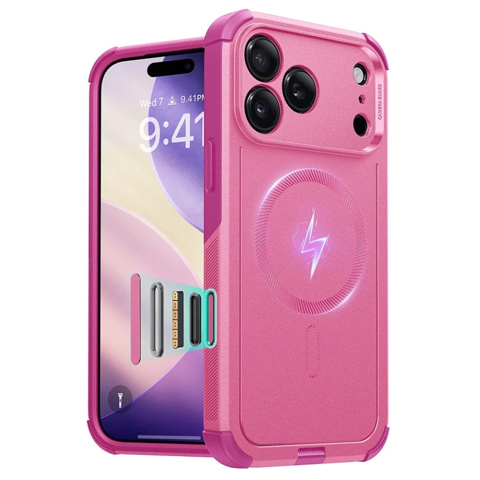 Husa pentru iPhone 17 Pro, Magsafe, ESR Cyber Halolock, Roz