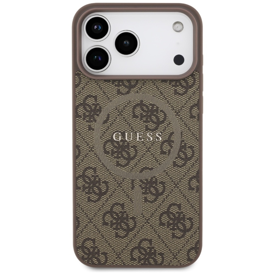 Husa pentru iPhone 17 Pro Max, 4G Ring Classic Logo MagSafe, Guess, Maro - 3 | YEO