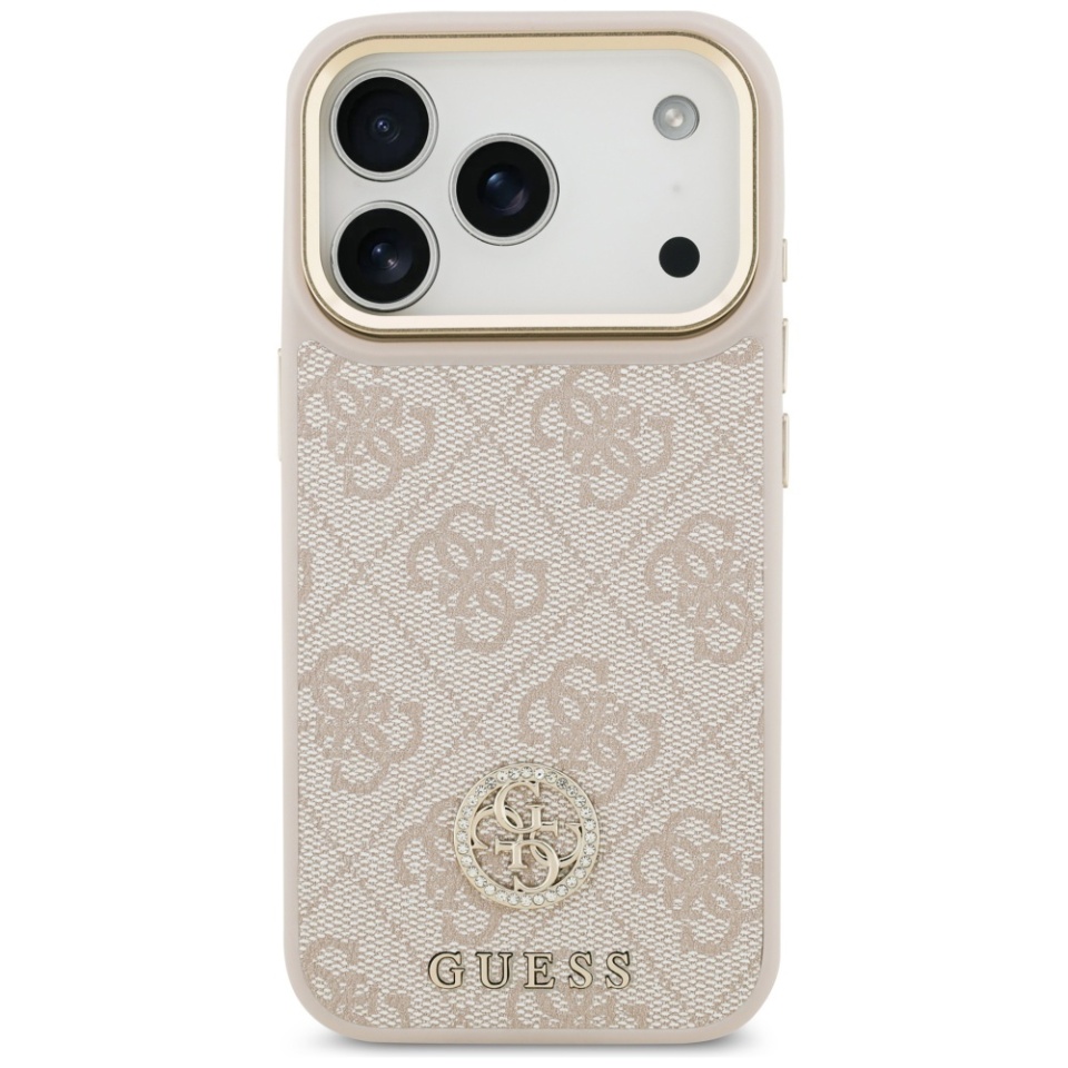 Husa pentru iPhone 17 Pro Max, 4G Strass Logo with Big Strap Metal Button MagSafe, Protectie Slim, Roz - 1 | YEO
