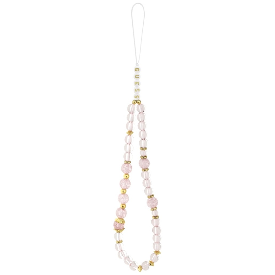 Husa pentru iPhone 17 Pro Max, IML Flowers with Pearl Strap MagSafe, Guess - Roz - 6