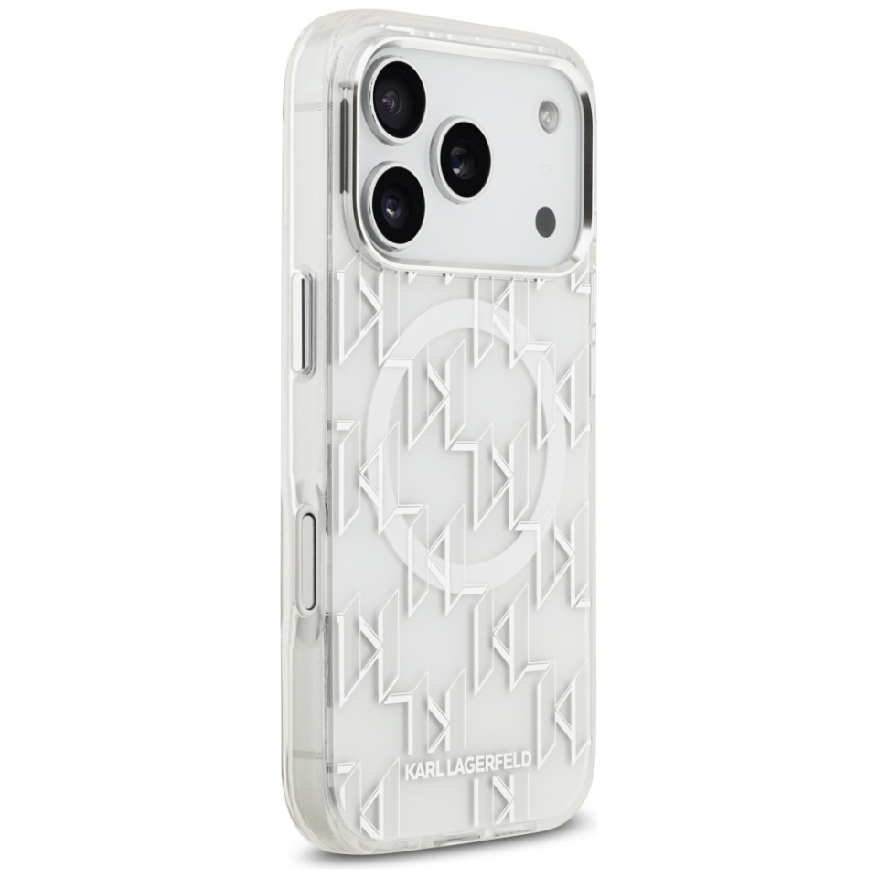 Husa pentru iPhone 17 Pro Max, IML Glitter K&C Heads Logo MagSafe, Clear Mono Karl&Choupette - 2 | YEO