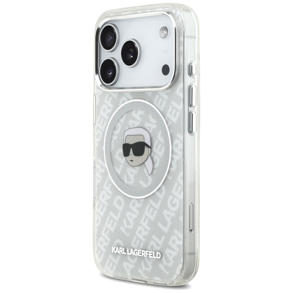Husa pentru iPhone 17 Pro Max, IML Glitter K&C Heads Logo MagSafe, Clear Mono Karl&Choupette - 1 | YEO