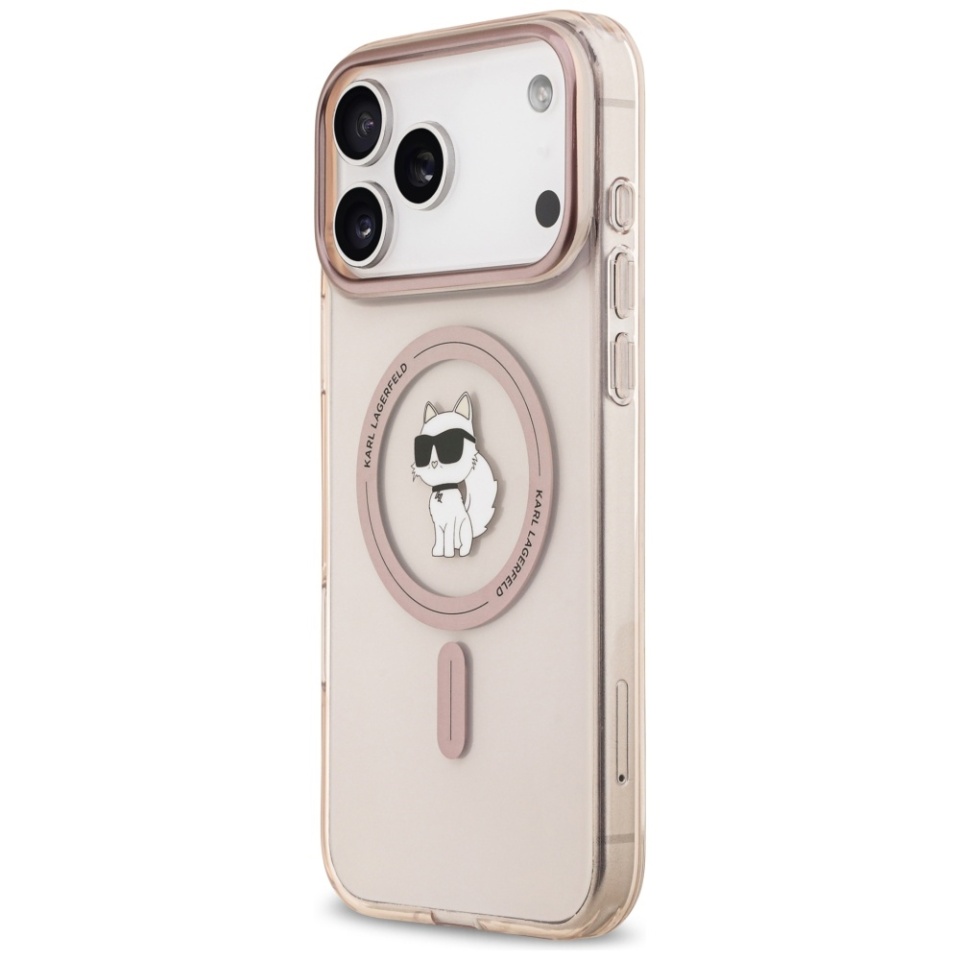 Husa pentru iPhone 17 Pro Max, IML Glitter K&C Heads Logo MagSafe, Clear Mono Karl&Choupette - 3 | YEO