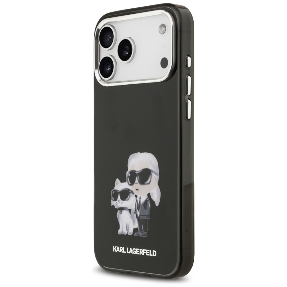 Husa pentru iPhone 17 Pro Max, IML Glitter K&C Heads Logo MagSafe, Clear Mono Karl&Choupette - 2 | YEO