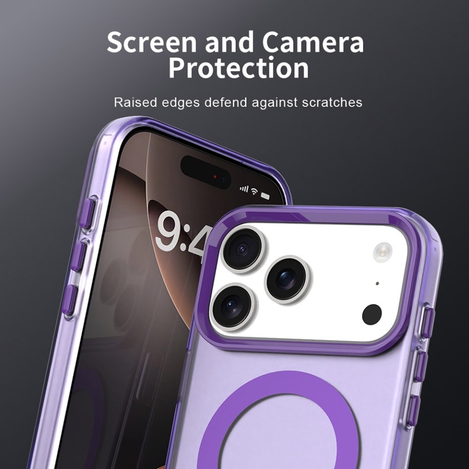 Husa pentru iPhone 17 Pro Max, SKYDDAR INOVATION, CandyCase, Magsafe, set cu sticker, Mov - 1 | YEO