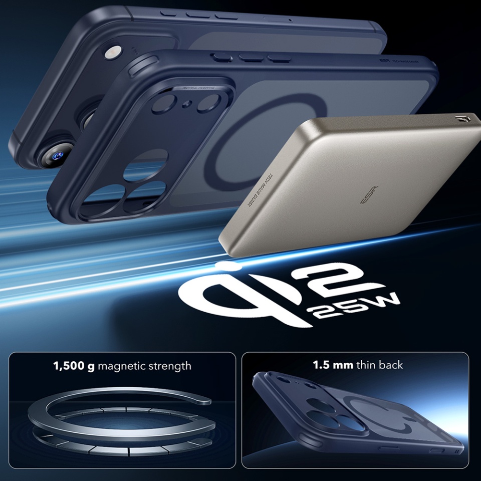Husa pentru iPhone 17 Pro Max, slim, ESR Classic Hybrid HaloLock, Bleu - 1 | YEO