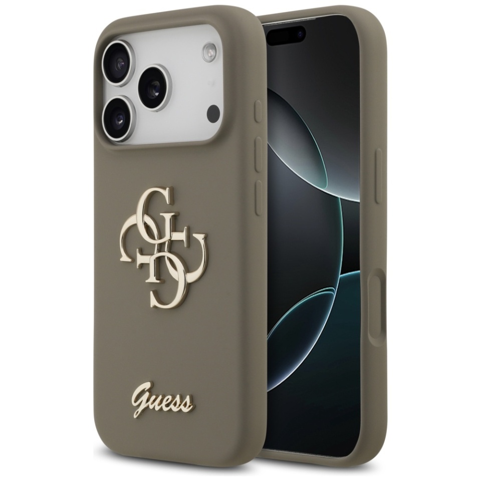 Husa pentru iPhone 17 Pro, Silicone Big 4G Script, Protectie Slim, Maro
