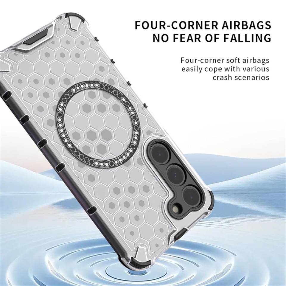 Husa pentru iPhone 17 Pro, SKYDDAR INNOVATION, HoneyComb Shield MagSafe, Negru, set cu sticker - 2 | YEO