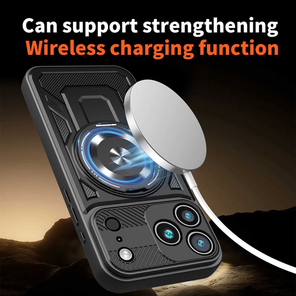 Husa pentru iPhone 17 Pro, SKYDDAR INNOVATION, RuggedCam, Inel magnetic antisoc, set cu sticker, Gri - 1 | YEO