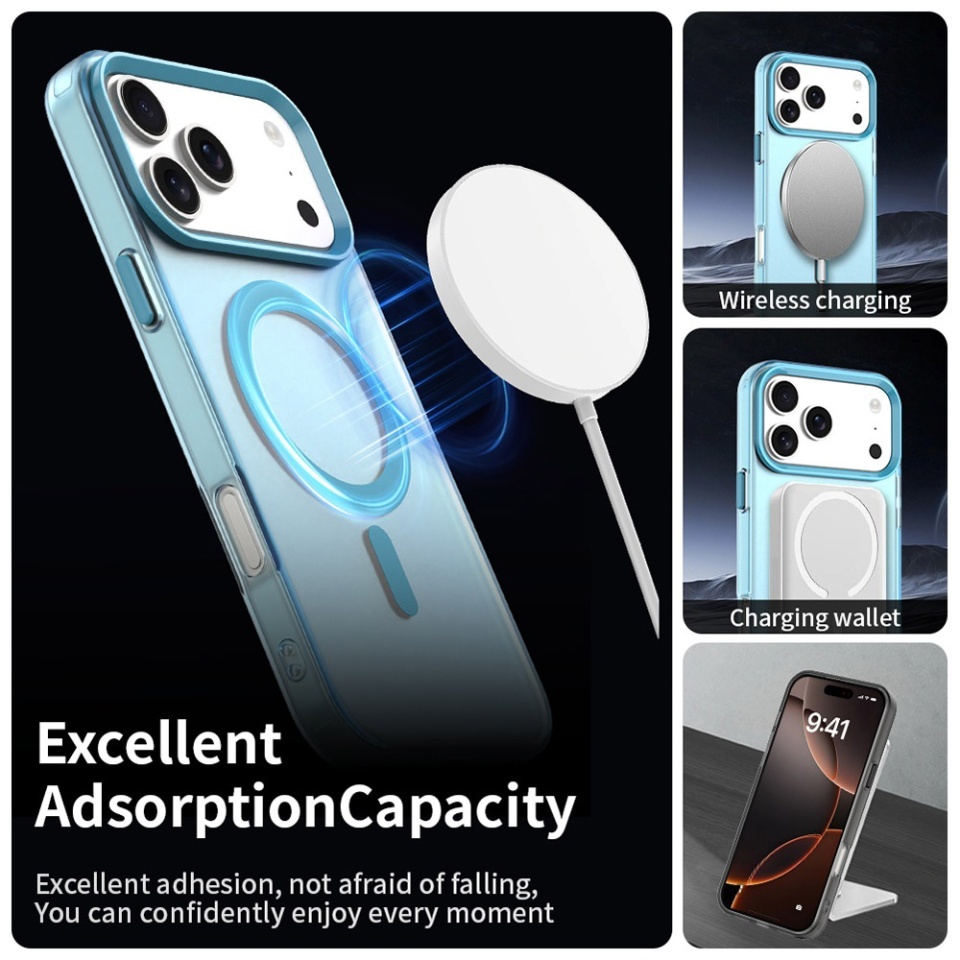 Husa pentru iPhone 17 Pro, SKYDDAR INOVATION, CandyCase, Magsafe, set cu sticker, Albastru - 1 | YEO