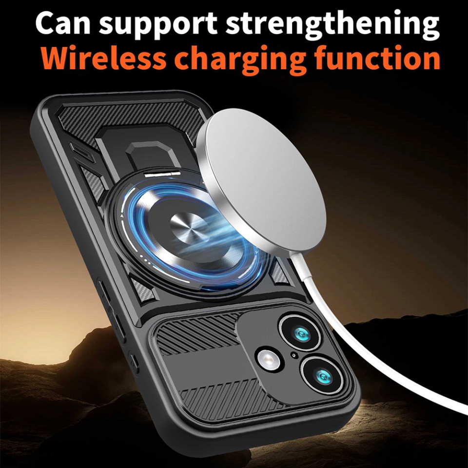 Husa pentru iPhone 17, SKYDDAR INNOVATION, RuggedCam, Inel magnetic antisoc, set cu sticker, Albastru - 1 | YEO