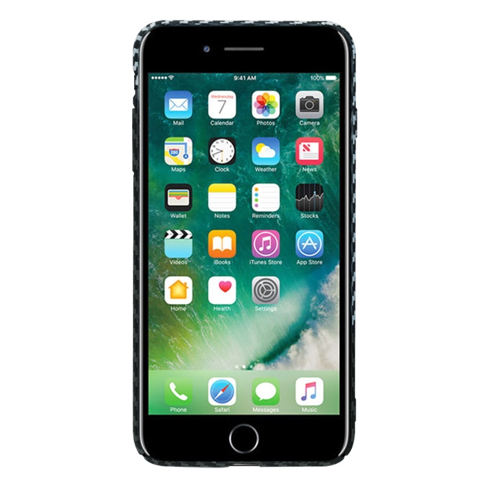 Husa pentru iPhone 8 Plus / 7 Plus, SKYDDAR INNOVATION, textura carbon, Carbonite FiberShell, set cu sticker, Gri, - 1 | YEO
