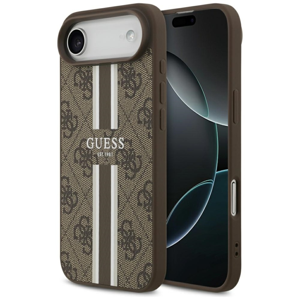 Husa pentru iPhone Air, Guess Printed Stripes MagSafe, Maro