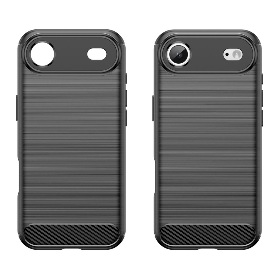 Husa pentru iPhone Air, SKYDDAR INNOVATION, Carbon Silicone, din Silicon Slim, cu textura Fibra Carbon, set cu sticker, Negru - 1 | YEO