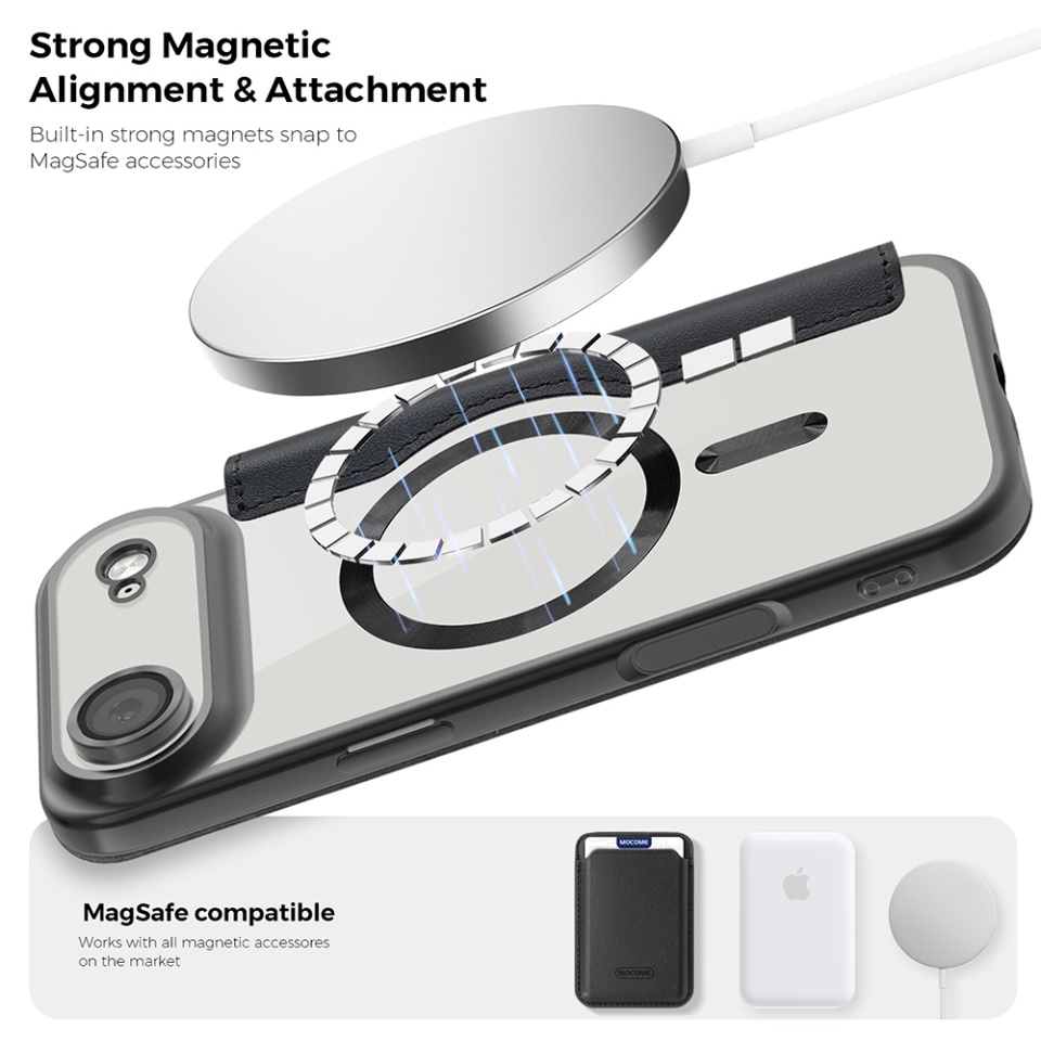 Husa pentru iPhone Air tip carte, SKYDDAR INOVATION, SmartMag Book, Magsafe, RFiD, Suport Carduri, set cu sticker, Albastru - 3 | YEO