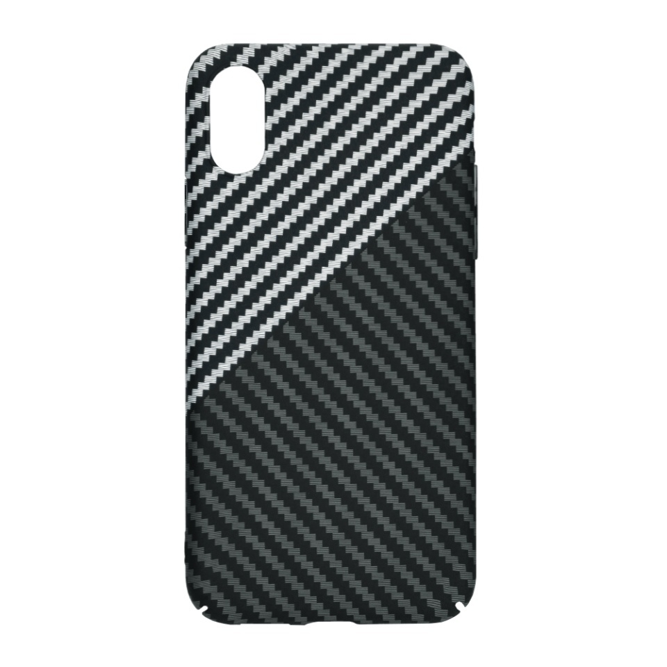 Husa pentru iPhone XR, SKYDDAR INNOVATION, textura carbon, Carbonite FiberShell, set cu sticker, Gri, - 3 | YEO