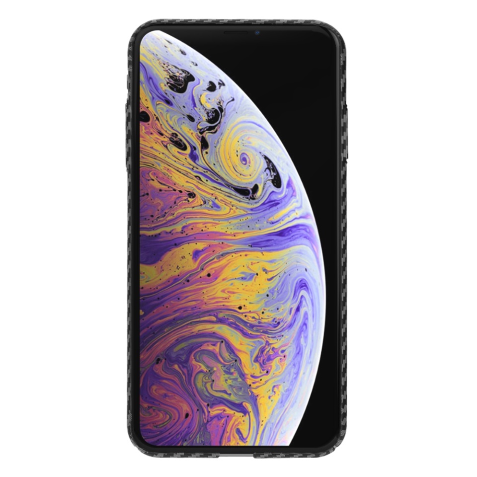 Husa pentru iPhone XS Max, Finisaj Premium cu Textura de Carbon, Design Elegant, SKDR CarbonFlex - Negru - 1 | YEO