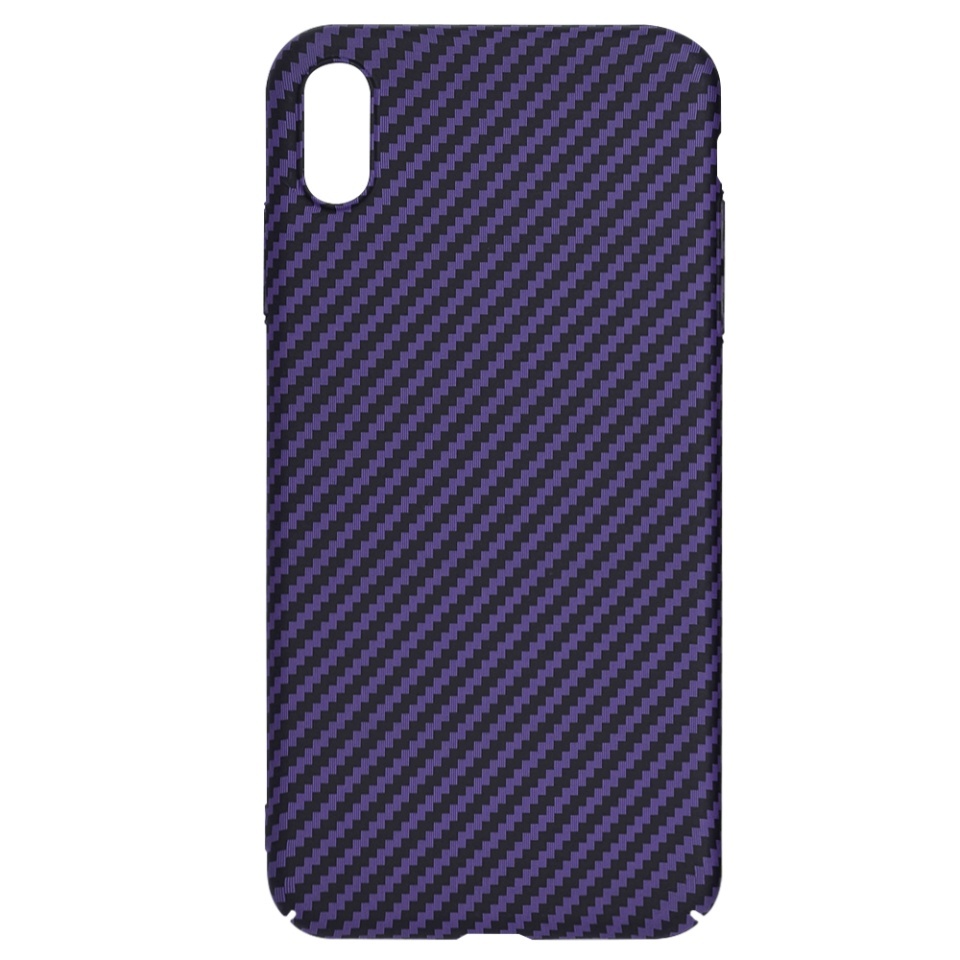 Husa pentru iPhone XS Max, SKYDDAR INNOVATION, textura carbon, Carbonite FiberShell, set cu sticker, Mov, - 3 | YEO