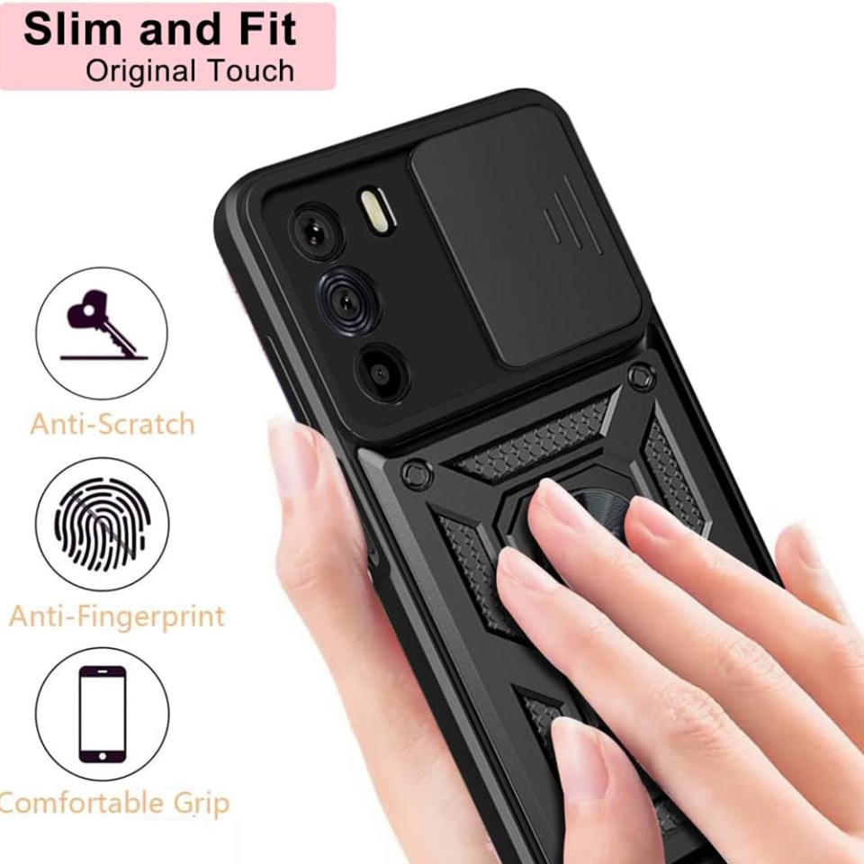 Husa pentru Motorola Edge 30, SKYDDAR INNOVATION, CamShield, Inel magnetic, set cu sticker, Roz - 1 | YEO
