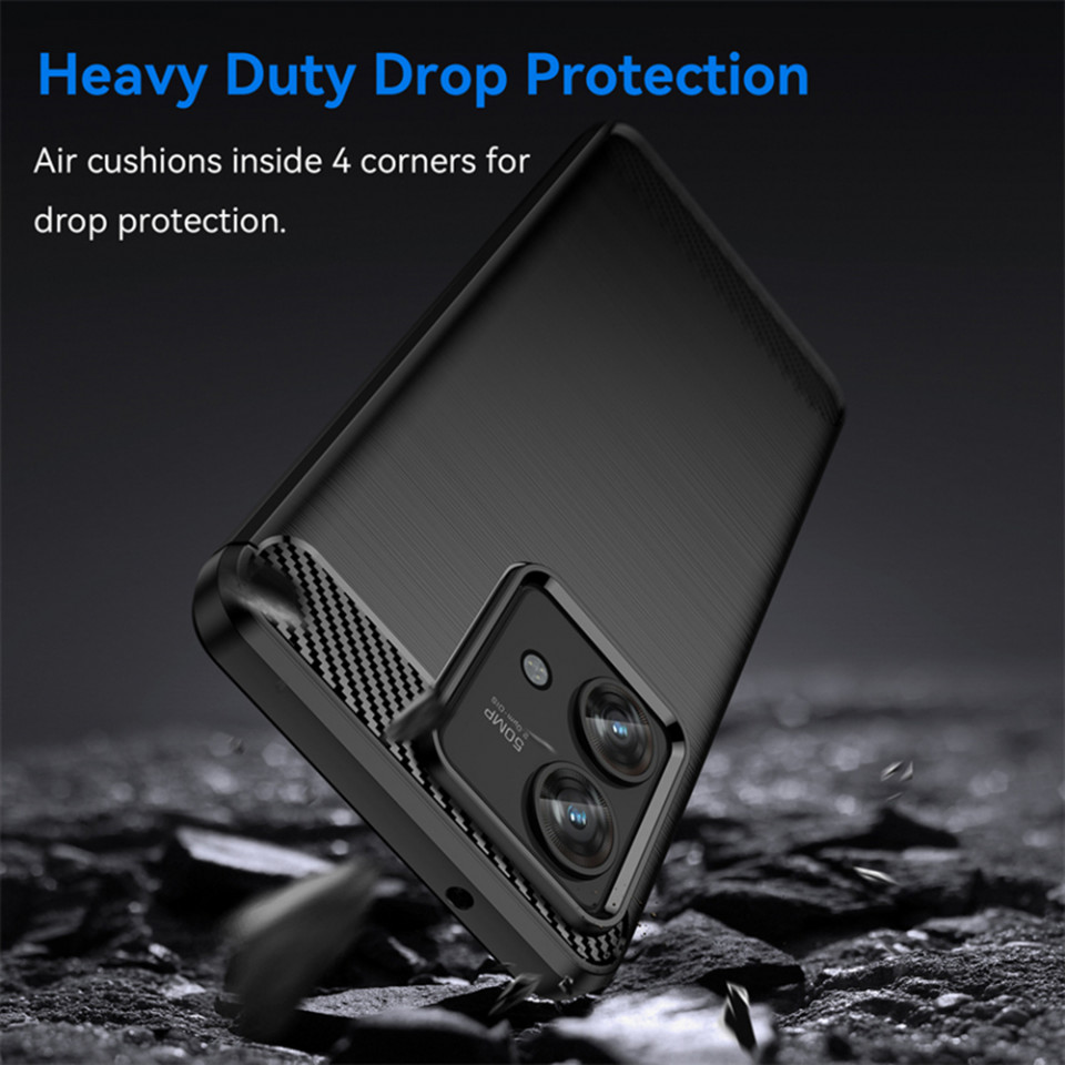 Husa pentru Motorola Edge 40 Neo din silicon, Slim, cu textura Fibra Carbon - Negru - 1 | YEO