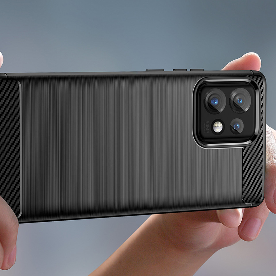 Husa pentru Motorola Edge 40 Pro din silicon, Slim, cu textura Fibra Carbon - Negru - 2 | YEO