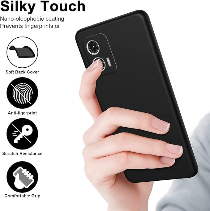 Husa pentru Motorola Edge 50 Fusion din Silicon Catifelat, Protectie Premium, Skyddar SoftElegance - Negru - 1 | YEO