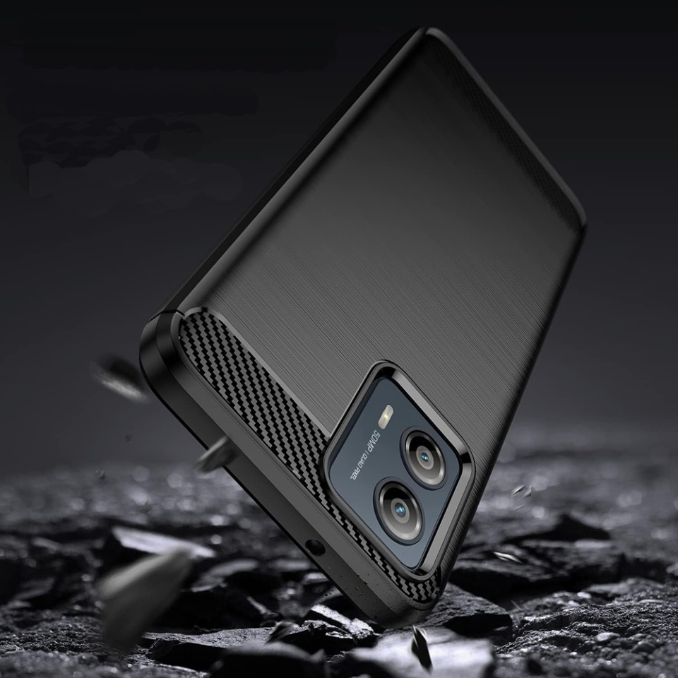 Husa pentru Motorola Edge 50 Fusion din Silicon Premium, Slim, cu textura Fibra Carbon - Negru - 2 | YEO