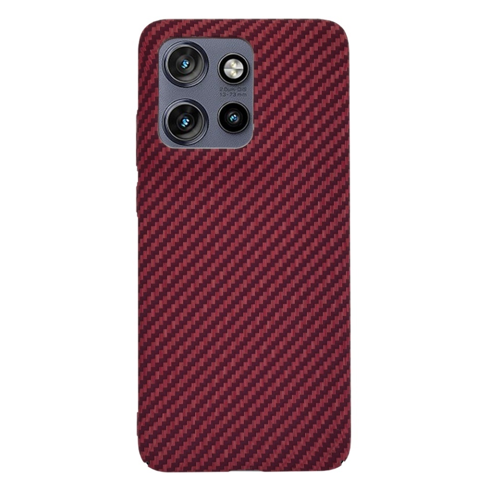 Husa pentru Motorola Edge 50 Neo / Edge 60 Neo, SKYDDAR INNOVATION, textura carbon, Carbonite FiberShell, set cu sticker, Rosu, - 2 | YEO