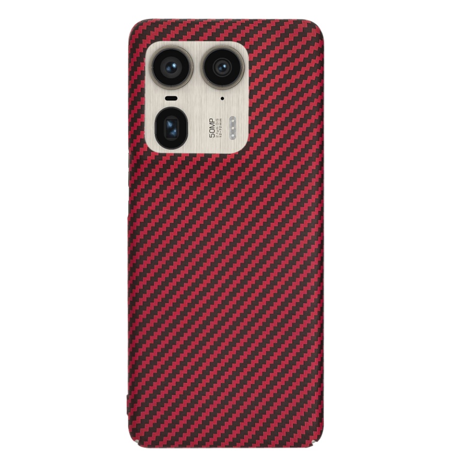 Husa pentru Motorola Edge 50 Ultra, Finisaj Premium cu Textura de Carbon, Design Elegant, SKDR CarbonFlex - Rosu - 2 | YEO