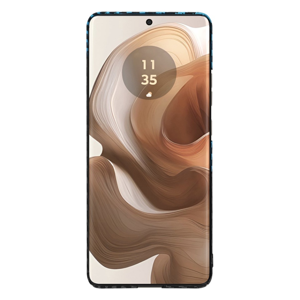 Husa pentru Motorola Edge 50 Ultra, SKYDDAR INNOVATION, textura carbon, Carbonite FiberShell, set cu sticker, Bleu, - 1 | YEO