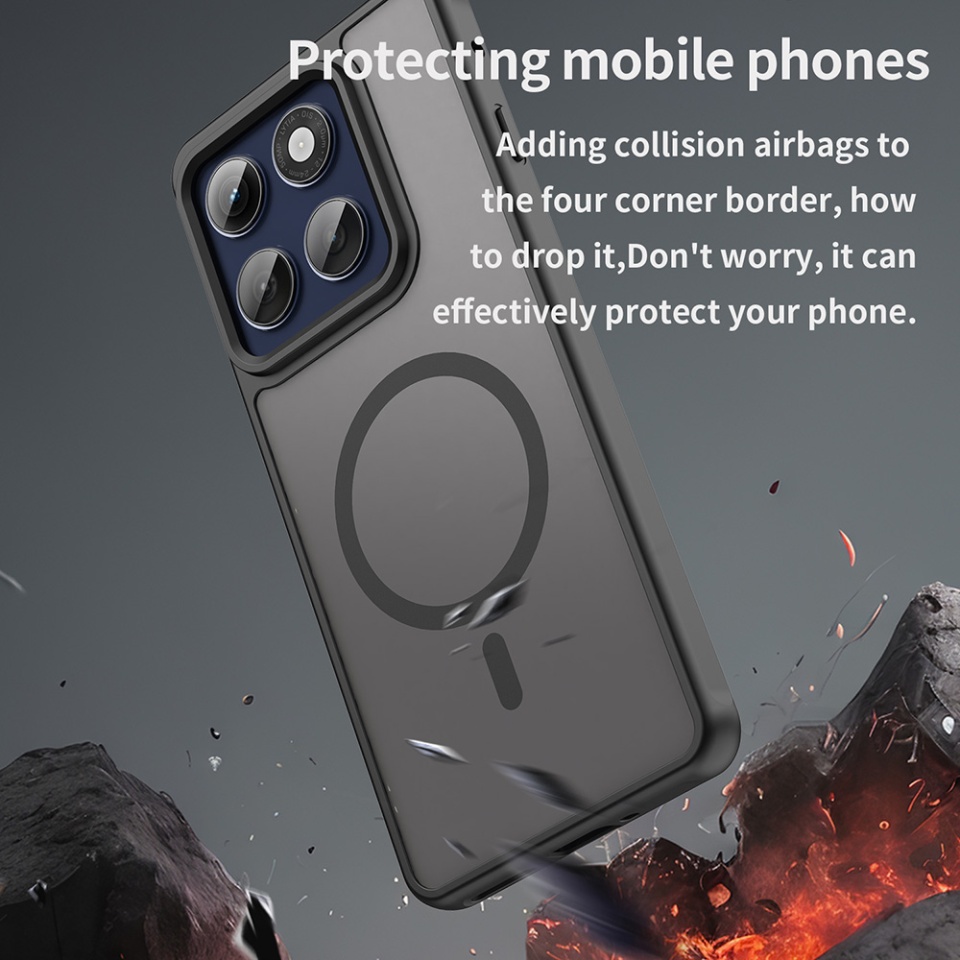 Husa pentru Motorola Edge 60 Pro, SKYDDAR INNOVATION, HaloFrost MagSafe II, Antisoc, set cu sticker, Negru - 6