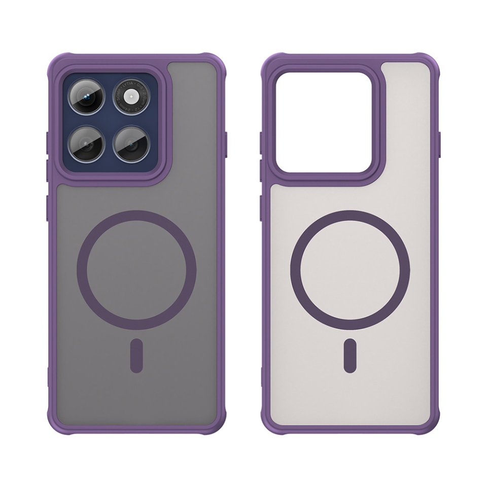 Husa pentru Motorola Edge 60 Pro, SKYDDAR INNOVATION, HaloFrost MagSafe II, Antisoc, set cu sticker, Mov - 1 | YEO