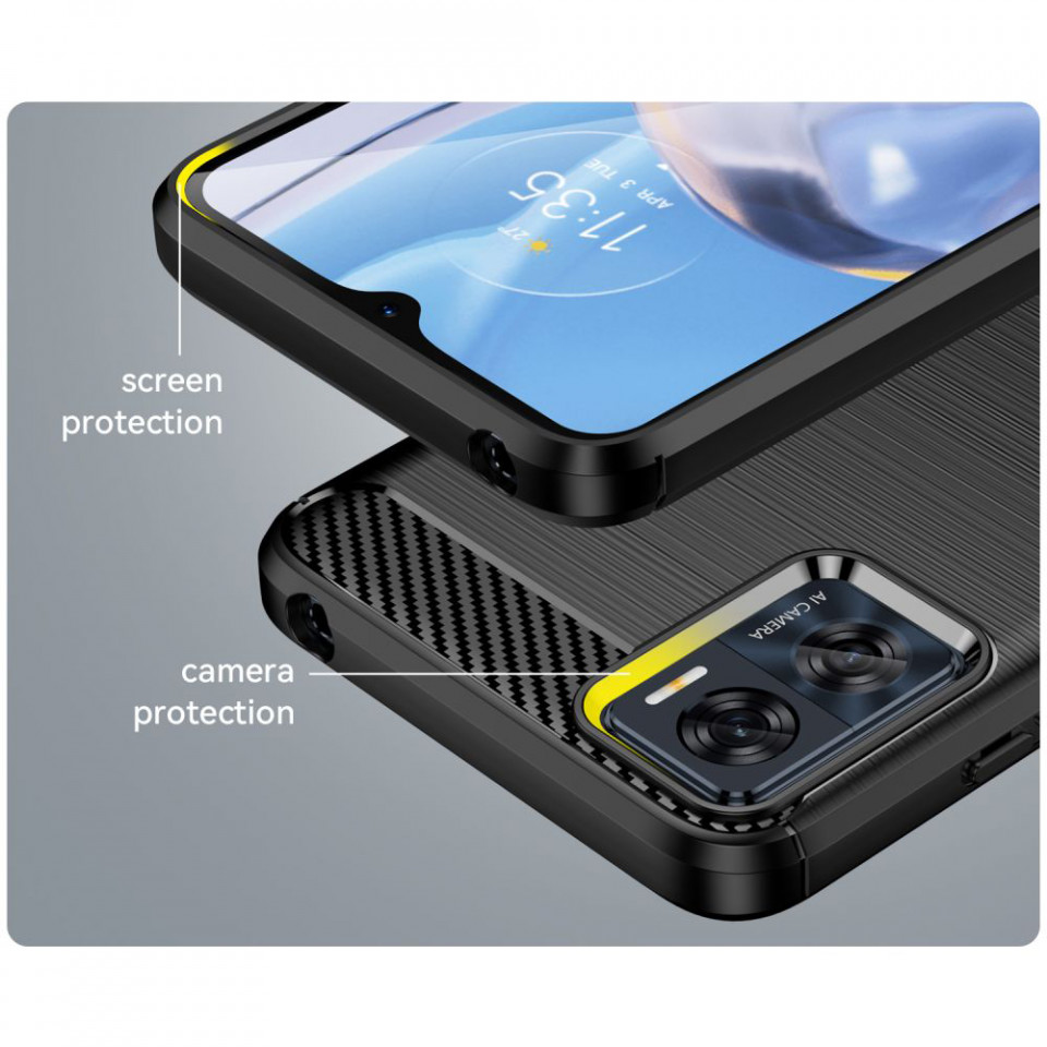 Husa pentru Motorola Moto E22 / E22i din Carbon Silicon Skyddar, Anti-Amprente - Negru - 3 | YEO