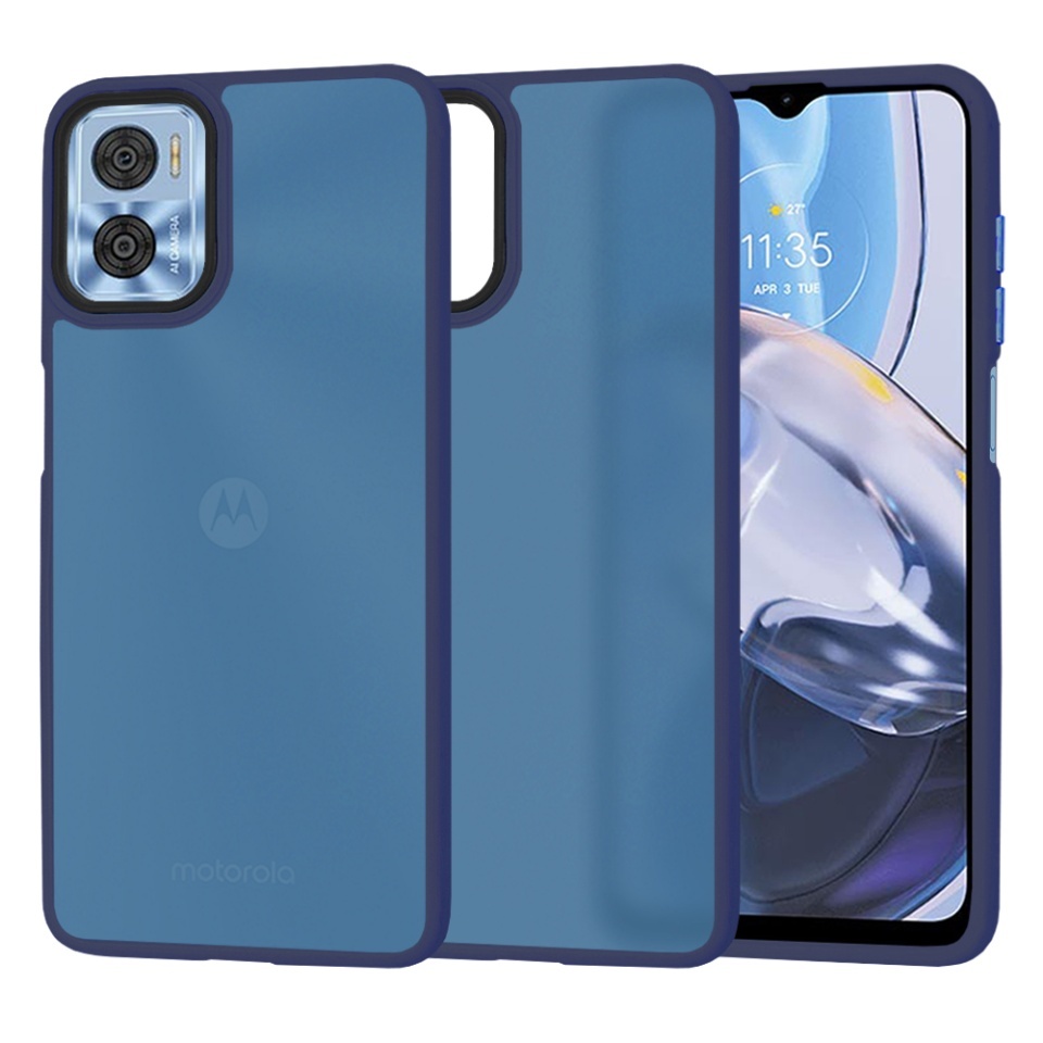 Husa pentru Motorola Moto E22 / Moto E22i, SKYDDAR INNOVATION, HaloFrost, AntiSoc, set cu sticker, Bleumarin