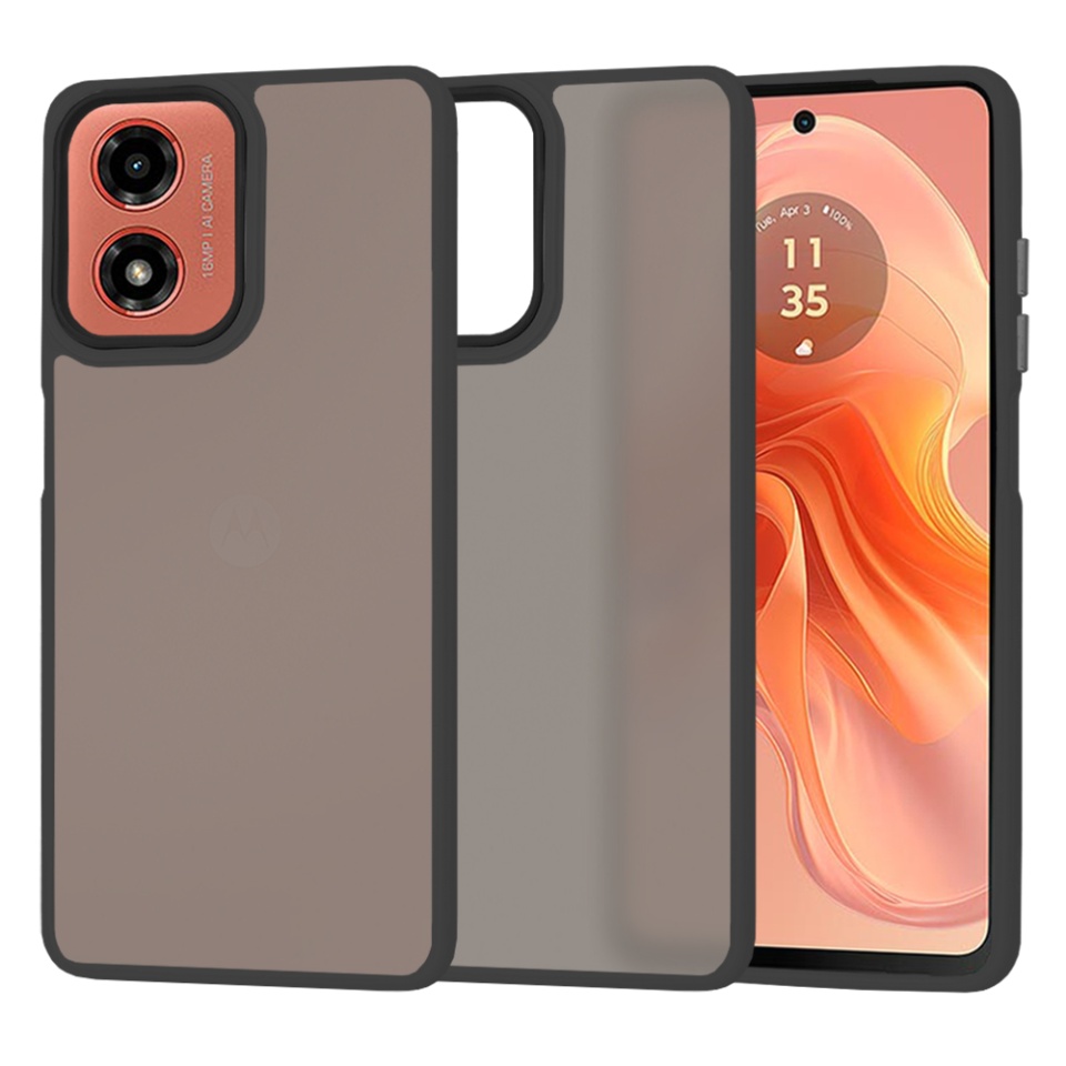 Husa pentru Motorola Moto G04 / Moto G24, ce Absoarbe Cele mai Aspre Socuri, Skyddar Frosted - Negru